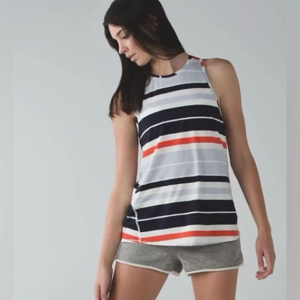 NWT New LULULEMON All Tied Up Open Back Tank Top Beach Blanket Stripe BBAN M